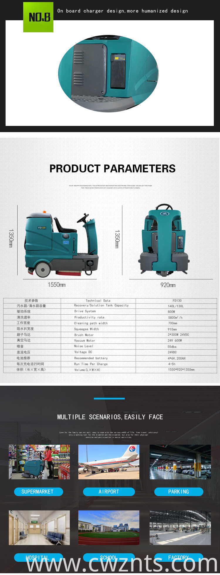 New Type Electric Floor Cleaning Machine Floor Washing Scrubber